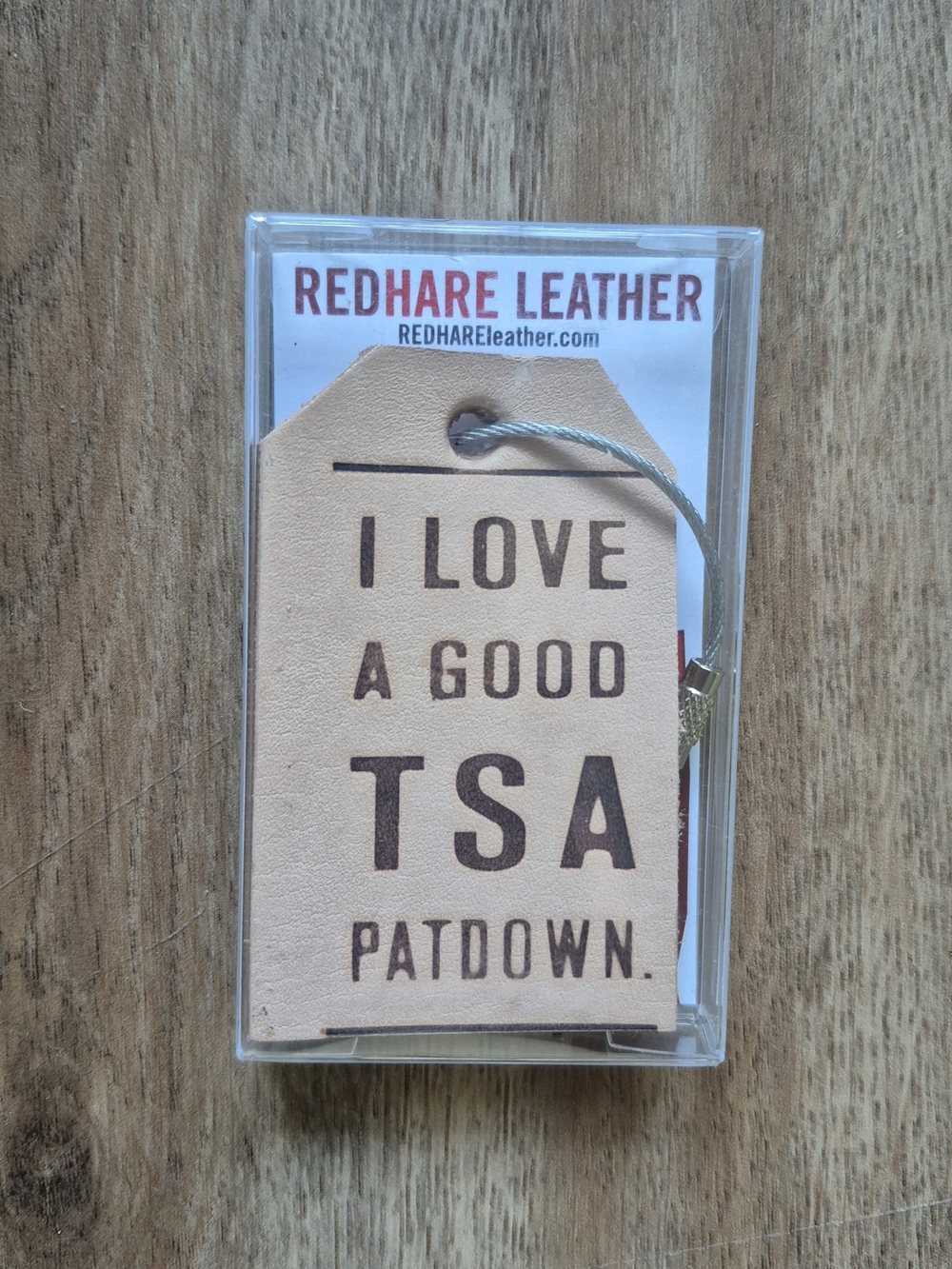 RedHare Leather Natural Leather Tag - "I Love A Good TSA Patdown" Luggage Charm